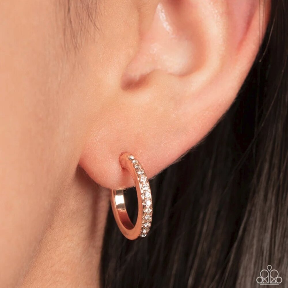 Paparazzi Jewelry Accessories Audaciously Angelic - Rose Gold Earrings - Vintage